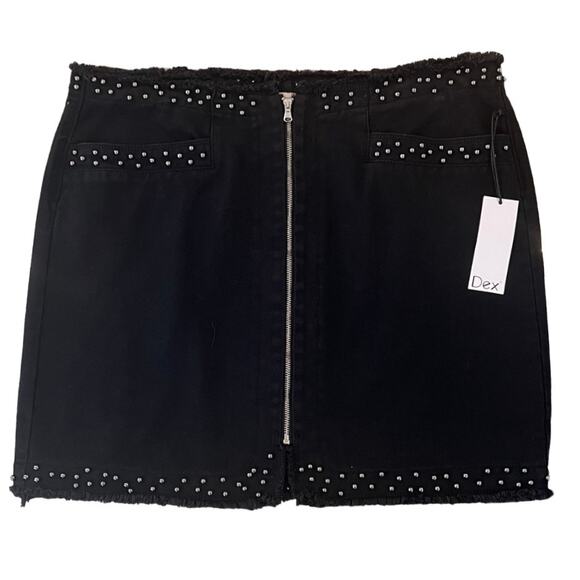 NWT - Dex Women's Black Denim Front Zip Mini Skirt - SIZE 30 - Picture 2 of 7